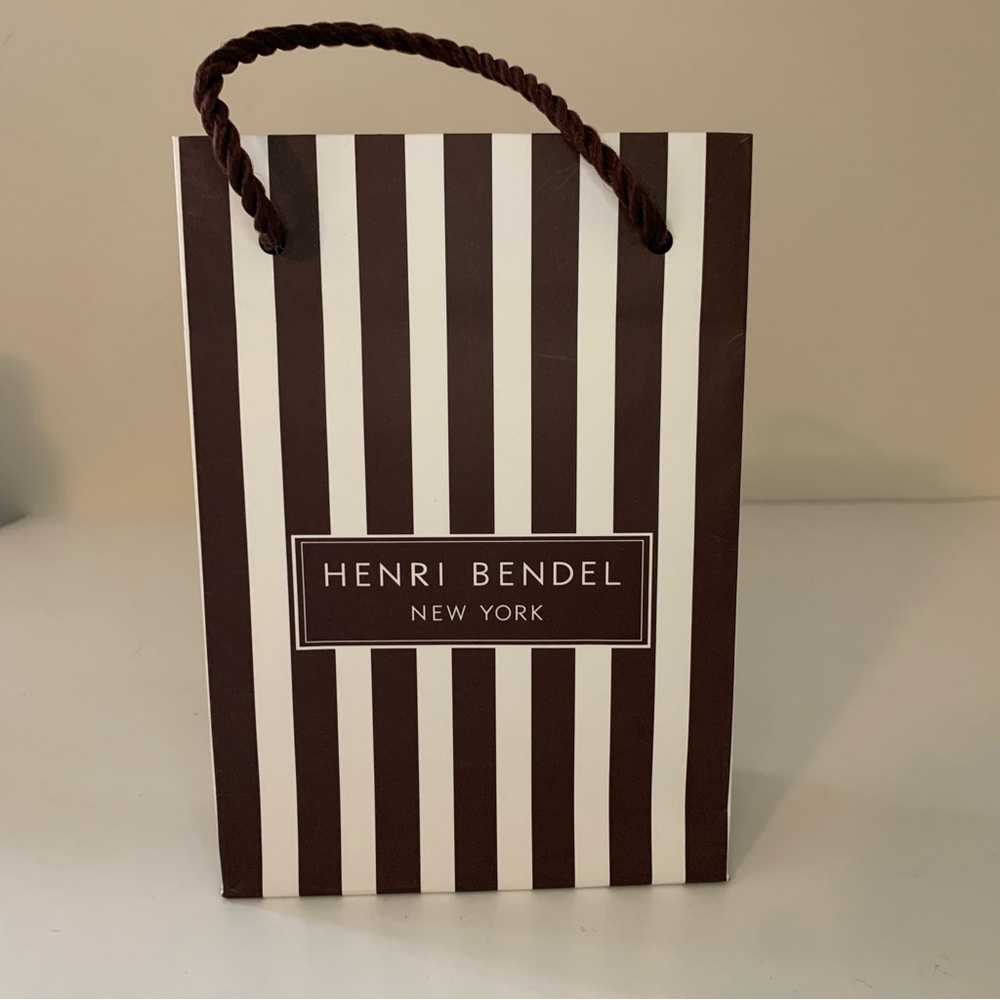 Empty Henri Bendel Mini Shopping Packaging Bag, Brown / White Stripe